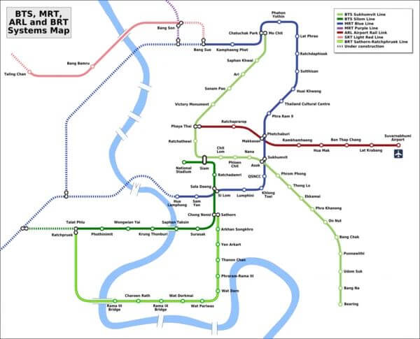 The MRT and BTS in Bangkok