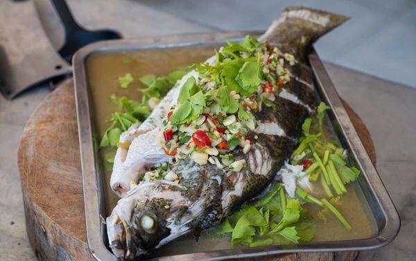 Blah Neung Manao or Steamed Fish with Lime